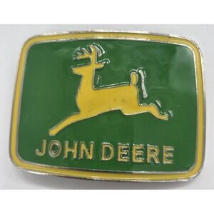 John Deere Green And Yellow Metal Belt Buckle Vintage 1980s By Paul Frank